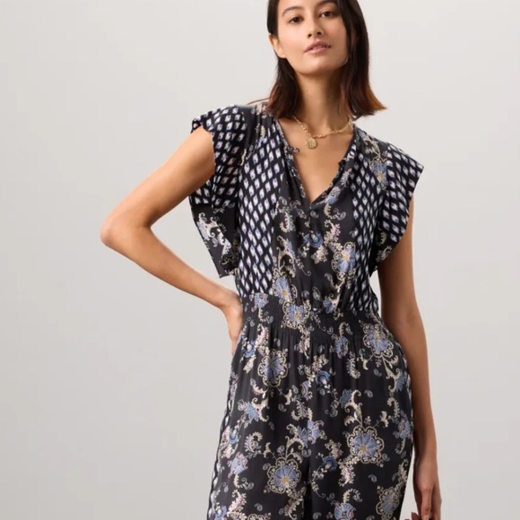 Rebecca Taylor NYC Paisley Printed Jumpsuit Silk Blend - Picture 2 of 8